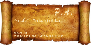 Pető Antonietta névjegykártya